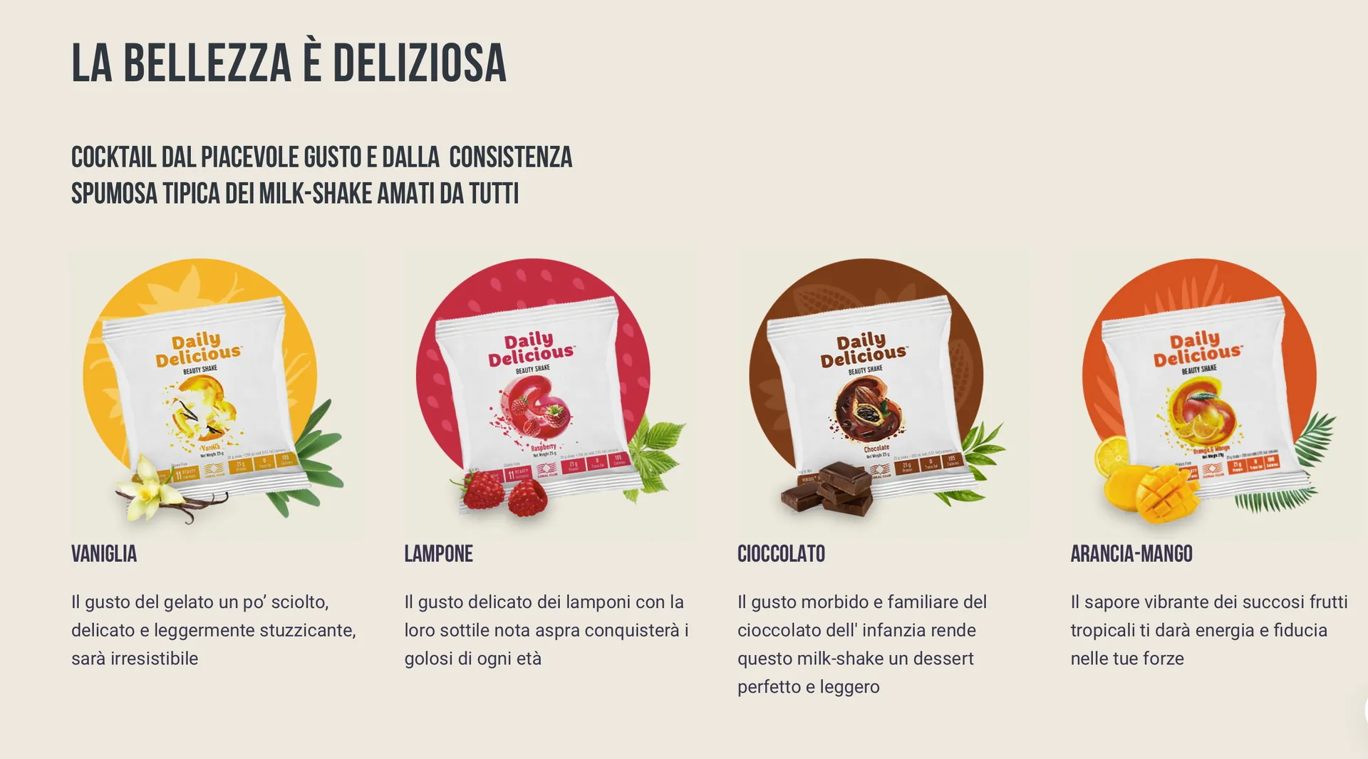Daily Delicious Beauty Shake con sapore di mango e arancia